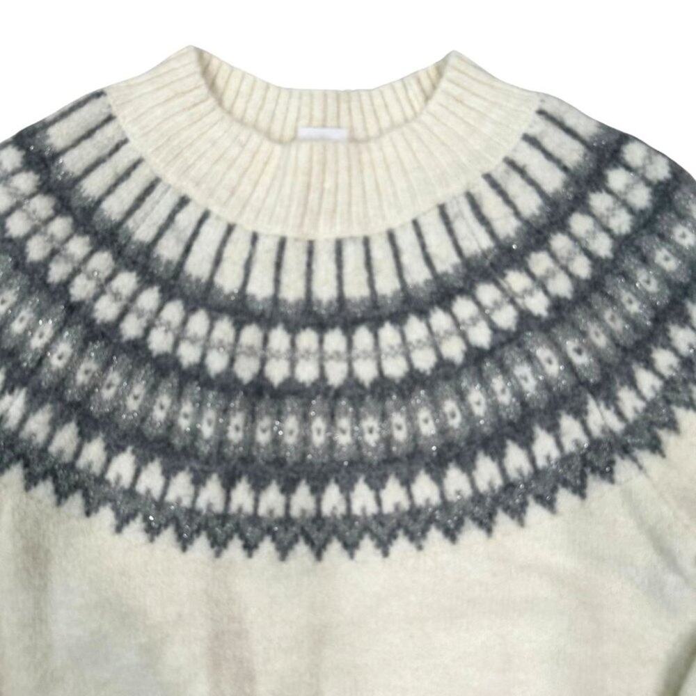GAP Kids Fair Isle Mockneck Sweater  Ivory Multi Grey 5 - Picture 2 of 8